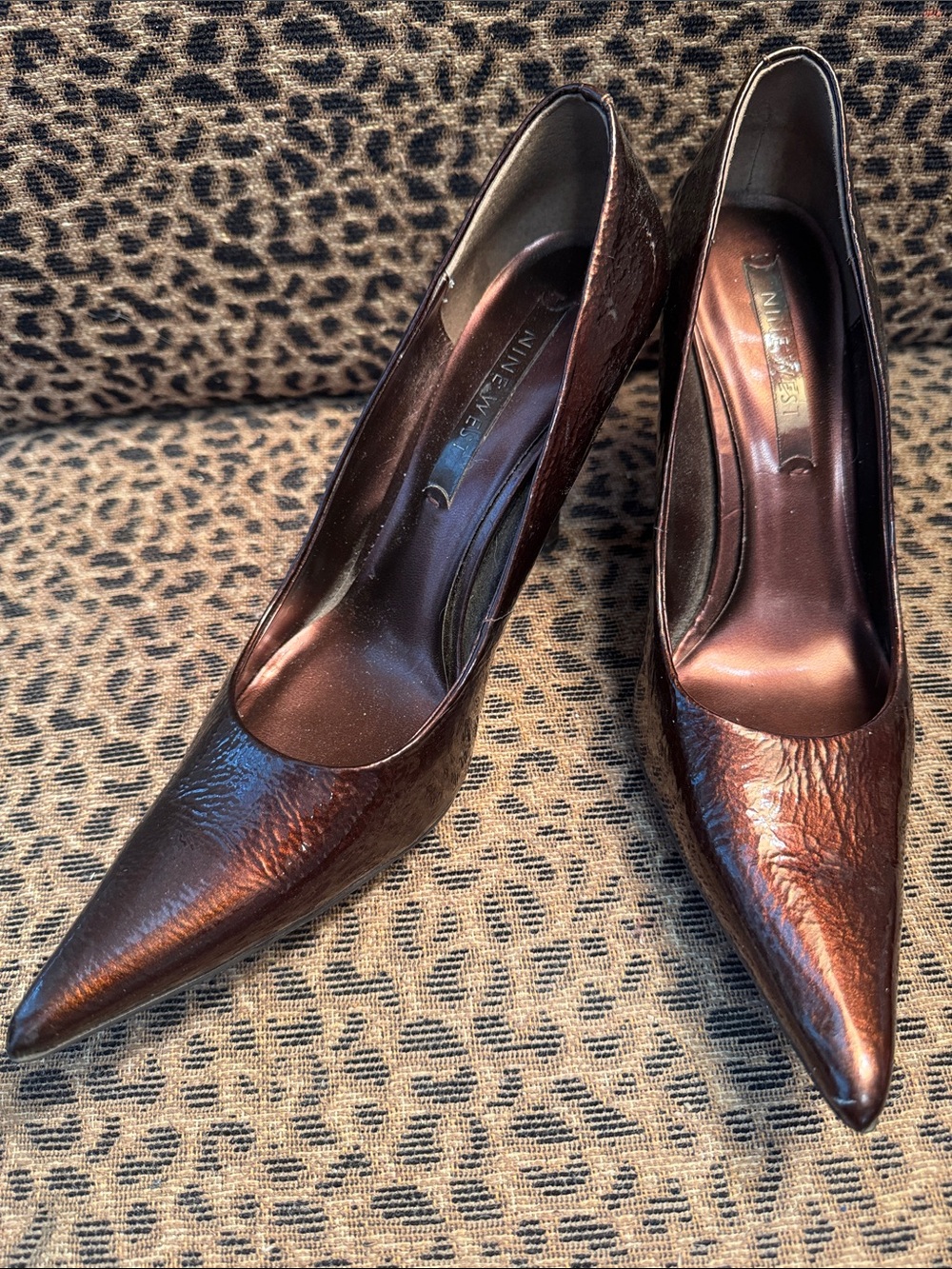 Nine West Metallic Brown 2 1/2” Pointed-Toe Pumps